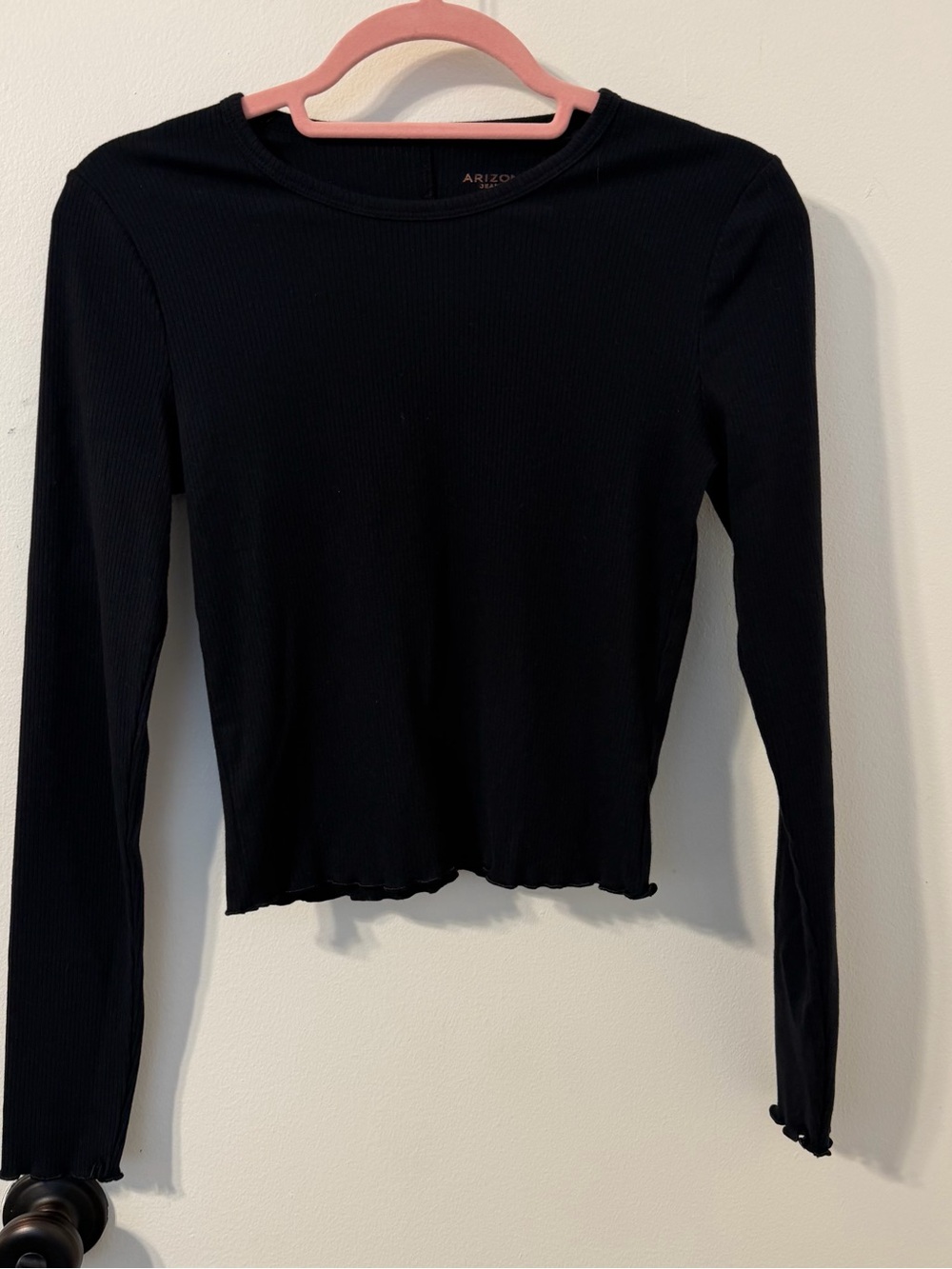 Arizona Jean Company Black Ribbed Long Sleeve Crop Top Size Medium